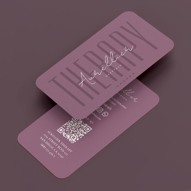 Moderner Physiotherapeut Dusty Pink Script Visitenkarte (Von Creator hochgeladen)