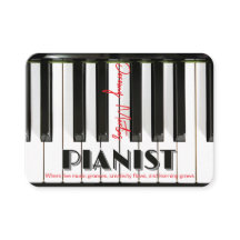 Moderner Piano Keyboard Red Black Pianist