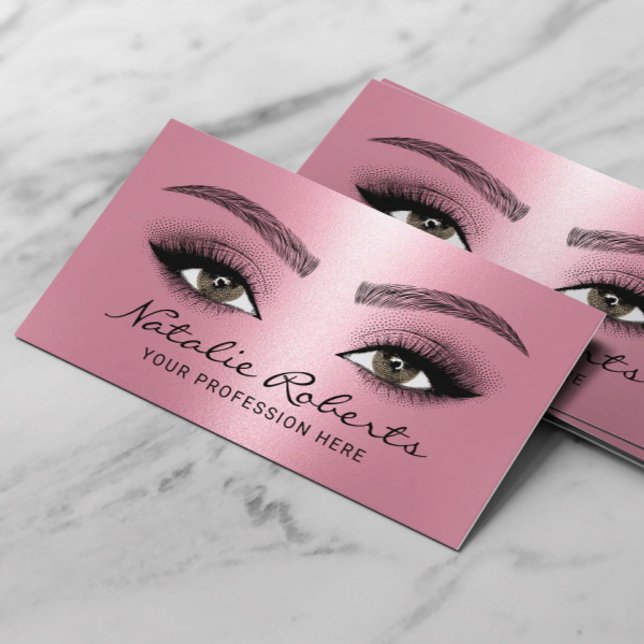Moderner Pink Beauty Salon Eyelash Microblading Visitenkarte (Von Creator hochgeladen)