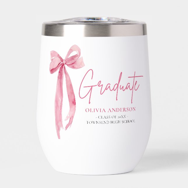 Moderner Pink Bow Coquette Graduate Abschluss (Vorderseite)