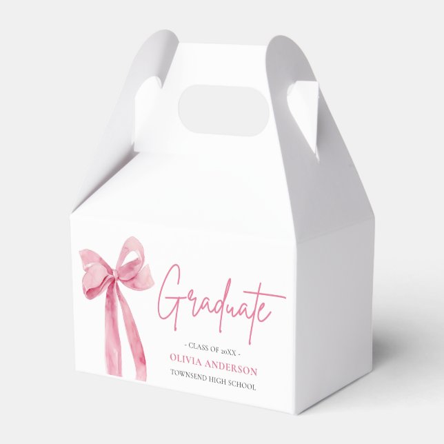 Moderner Pink Bow Coquette Graduate Abschluss Geschenkschachtel (Vorderseite)