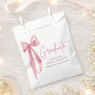 Moderner Pink Bow Coquette Graduate Abschluss Geschenktütchen