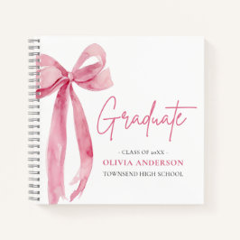 Moderner Pink Bow Coquette Graduate Abschluss Notizbuch
