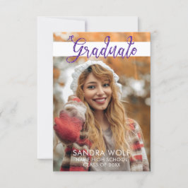 Moderner Pink Glitzer Script Foto Abschluss Einladung