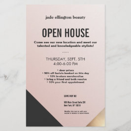 Moderner Pink Gold und Black Colorblock Schönheits Flyer