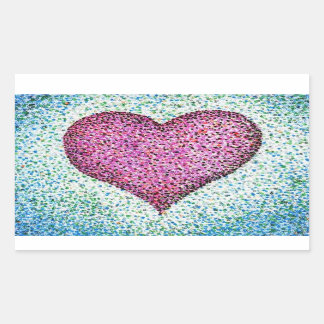 Moderner Pink Heart Pointillismus Rechteckiger Aufkleber