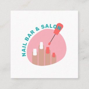 Moderner Pink-KorallenNagelsalon minimalistisch-ma Quadratische Visitenkarte