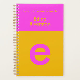 Moderner Pink Orange Monogramm Anfangsbuchstabe Pl Planer