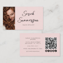 Moderner Pink-Schwarzer-Schrift-QR-Code-Friseur