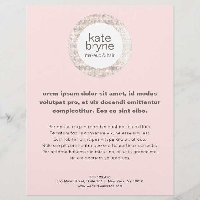 Moderner Pink Silver Sequins Friseur Salon Flyer (Vorne)