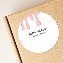 Moderner Pink Tropfen Beauty Salon Business Sticke Runder Aufkleber