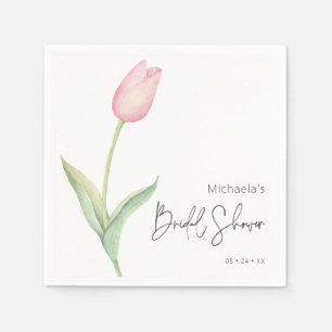 Moderner Pink Tulip Solo Brautparty Cocktail Serviette