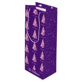 Moderner Pink Weihnachtsbaum Individuelle Name Lil Geschenktüte Für Weinflaschen