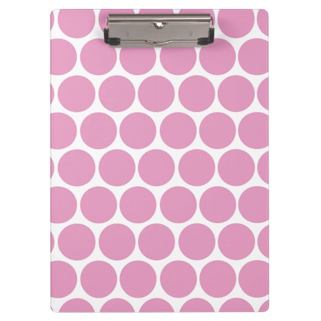 MODERNER PINK, WEISSE POLKA-PUNKTE KLEMMBRETT (Vorderseite)