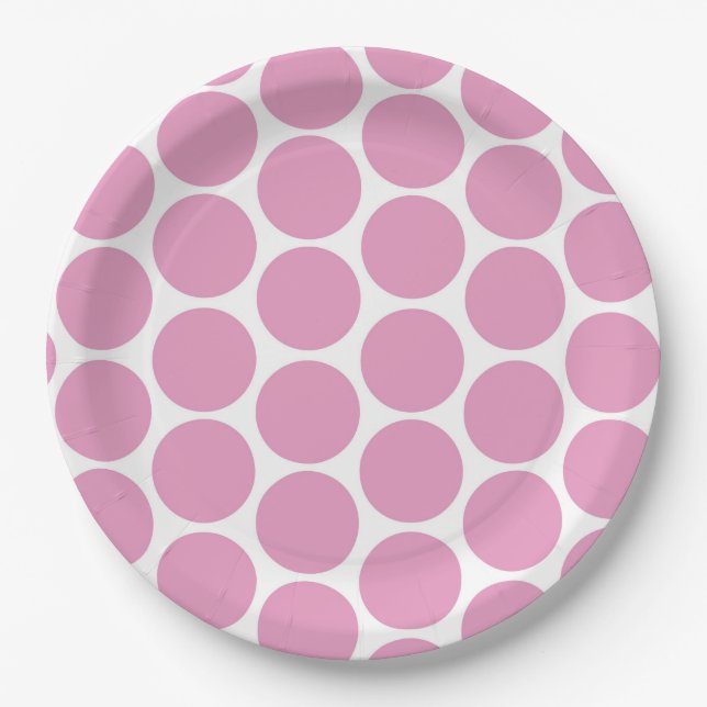 MODERNER PINK, WEISSE POLKA-PUNKTE PAPPTELLER (Vorderseite)