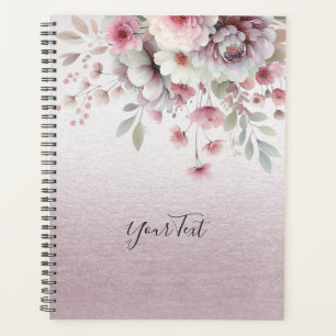Moderner Pink White Floral Hochzeitsplaner Planer