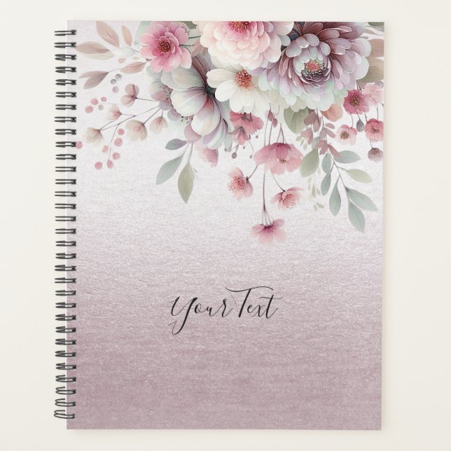 Moderner Pink White Floral Hochzeitsplaner Planer (Vorderseite)