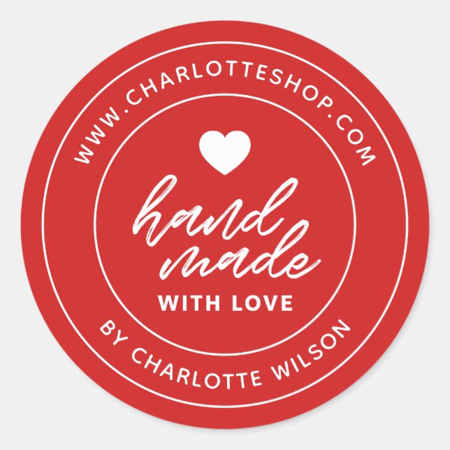 Moderner Pinsel mit Liebe und Herz Runder Aufkleber (Vorderseite)