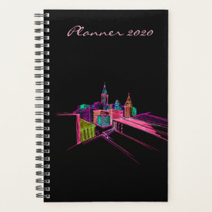Moderner Planer 2020 Black Vibrant City Art