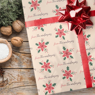 Moderner Poinsettia Weihnachtsmuster-Individuelle Geschenkpapier