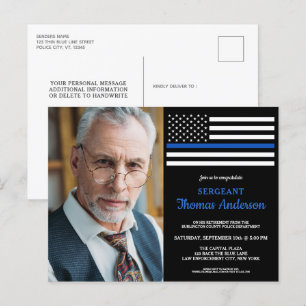 Moderner Polizeibeamter für Kundendienst im Foto Einladungspostkarte