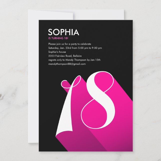 Moderner Pop-18. Geburtstags-Party Einladungen (Vorderseite)