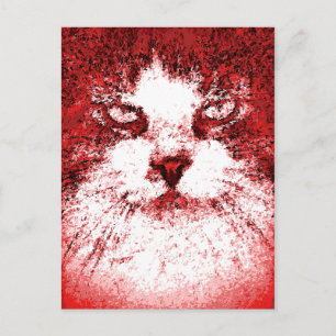 Moderner Pop Art Cat Rot Postkarte