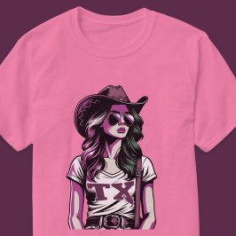 Moderner Pop Art Cool Texas Cowgirl Western T-Shirt