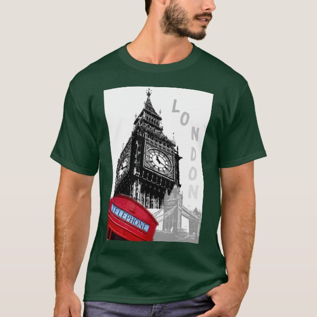 Moderner Pop Art London Big Ben Uhrturm T-Shirt (Vorderseite)