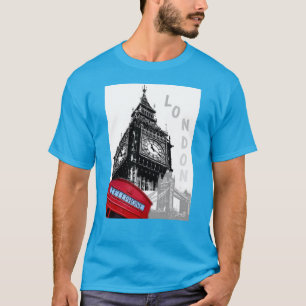 Moderner Pop Art Red Telefone Box London Big Ben T-Shirt