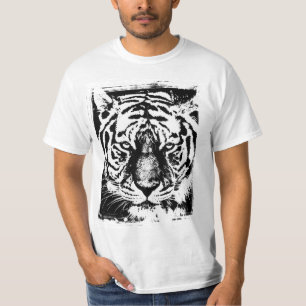 Moderner Pop Art Tiger Face Mens Wert Weiß T-Shirt