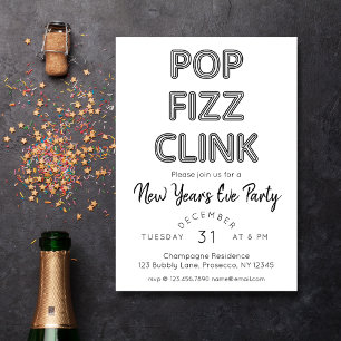 Moderner Pop Fizz Clink Neujahrsfest Party Einladung