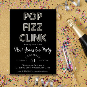 Moderner Pop Fizz Clink Neujahrsfest Party Einladung