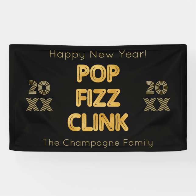 Moderner Pop für Typografie Fizz Clink Banner (Horizontal)
