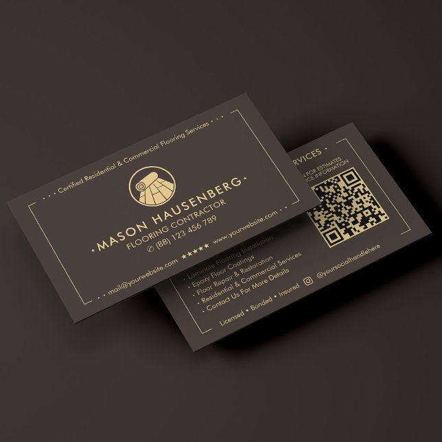 Moderner professioneller Bodenleger Espresso Visitenkarte (Modern Professional Flooring Contractor Espresso Business Card
)