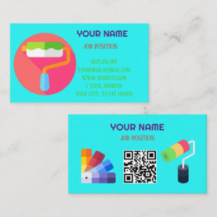 Moderner professioneller Maler QR-Code Cyan Visitenkarte