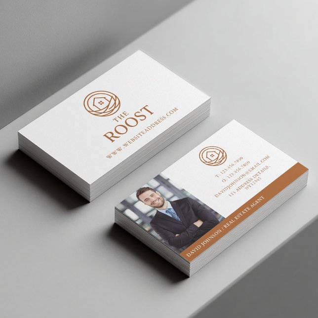 Moderner professioneller warmer Immobilienmakler Visitenkarte (Modern Professional Warm Real Estate Agent Business Card)