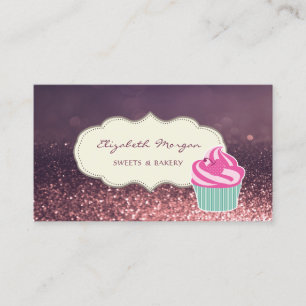 Moderner Profi, Glitter Bokeh, Cupcake Bäckerei Visitenkarte
