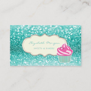 Moderner Profi, Glitter Bokeh, Cupcake Visitenkarte