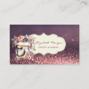 Moderner Profi,Glitter Bokeh,Floral Mixer Visitenkarte