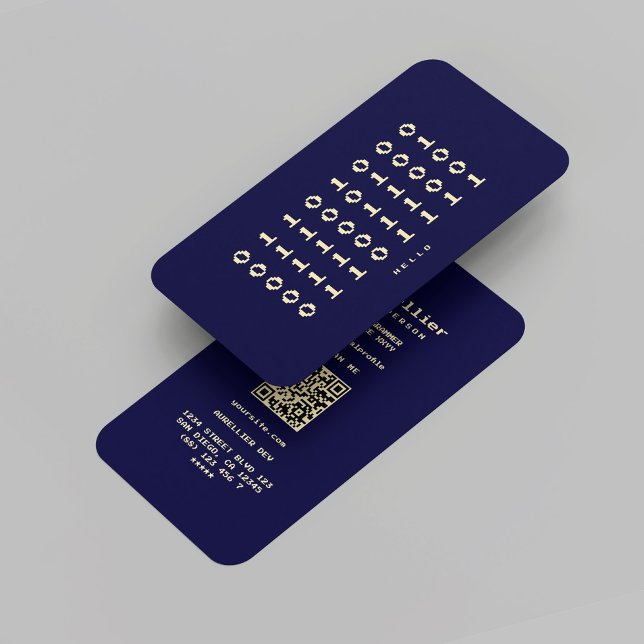 Moderner Programmierer Entwickler Midnight Blue Go Visitenkarte (Modern Programmer Coder Dev Midnight Blue Gold Business Card
)