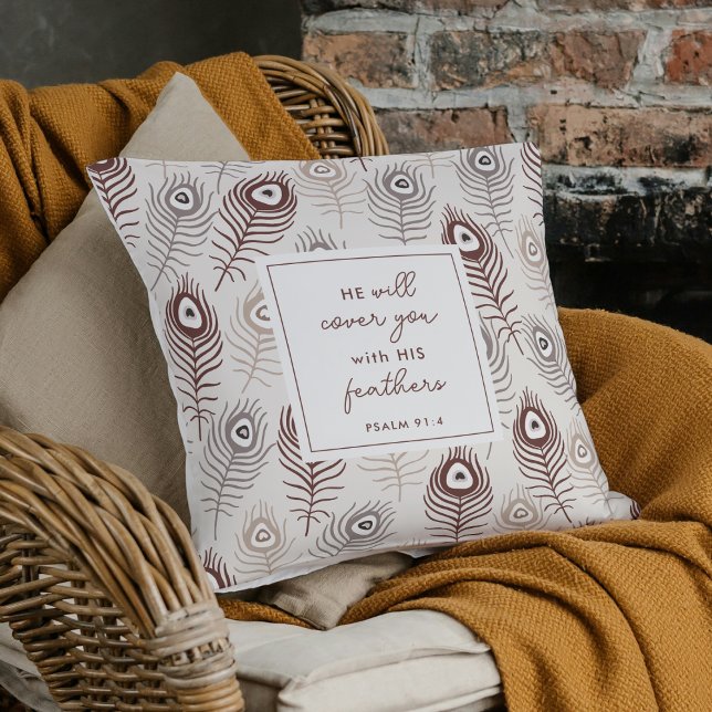 Moderner Psalm 91:4 Gebet Keepake Geschenk Kissen (Modern Christian prayer pillow with Psalm 91:4 and a heartfelt poem.)