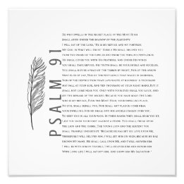 Moderner Psalm 91 Schwarz-Weiß-Feder-Bibel-Wandsch Fotodruck
