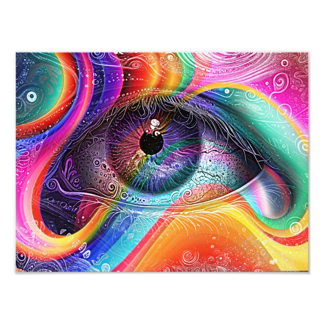 Moderner Psychedelischer Abstrakter Augengeometris Fotodruck (Vorne)
