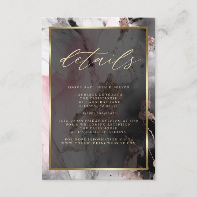 Moderner QR-Code Abstrakte Rose Kohle Gold Begleitkarte (Vorderseite)