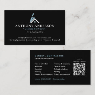 Moderner QR-Code-Auftragnehmer/Bauwesen Visitenkarte