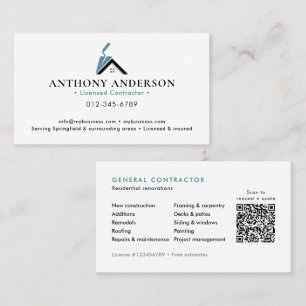 Moderner QR-Code-Auftragnehmer/Bauwesen Visitenkarte