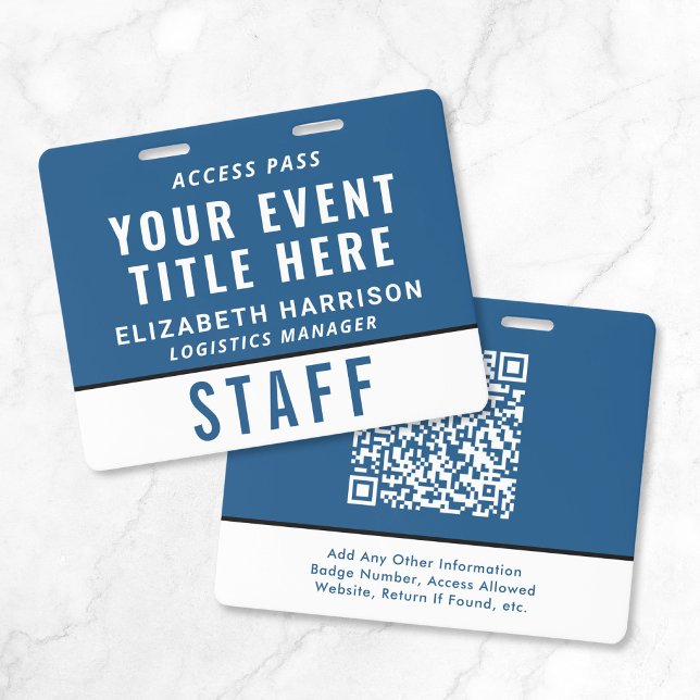 Moderner QR-Code Blaues Ereignis-Zugangs-Ausweis I Ausweis (Modern QR Code Blue Event Access Pass ID Badge)