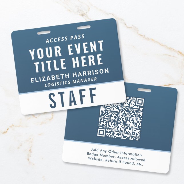 Moderner QR-Code Blaues Ereignis-Zugangs-ID Ausweis (Modern QR Code Blue Event Access ID Badge)