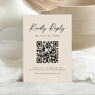 Moderner QR-Code   Champagner-Website-RSVP-Karte Save The Date